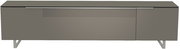 Frontansicht eines modernen, grauen XL TV-Lowboards mit klaren Linien und Metallbeinen.