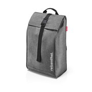 Grauer Citycruiser Twist Rucksack von reisenthel, seitliche Perspektive mit schwarzem Tragegriff und Verschluss.