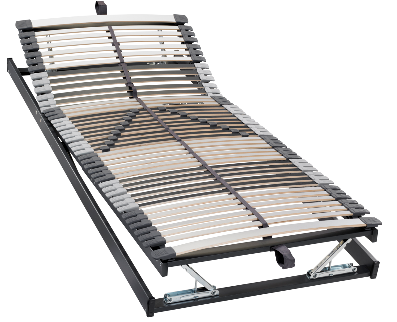 Linneweber Federholzrahmen KFG TRIO 44 Federholzrahmen KFG in seitlicher Perspektive mit verstellbarem Kopfteil und elastischen Holzlatten.