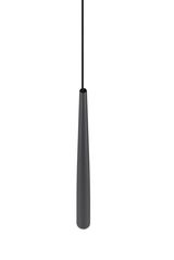 Moderne schwarze Pendelleuchte CALA in zylindrischer Form, Ansicht von vorne.