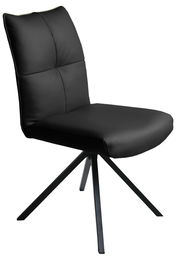 Moderner schwarzer Stuhl mit gepolsterter Rückenlehne und Sitzfläche, seitliche Perspektive