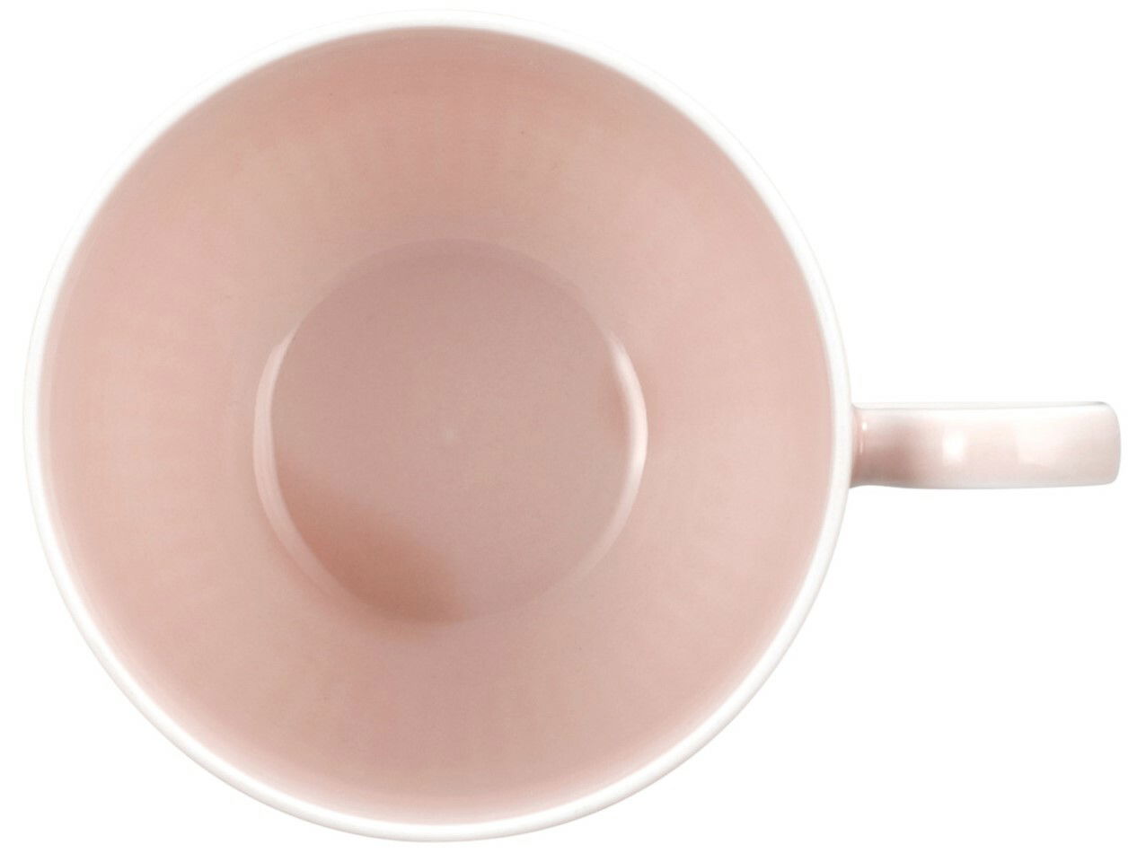 Ansicht von oben auf eine rosa Kaffeeobertasse mit Henkel, 0,25 l Fassungsvermögen
