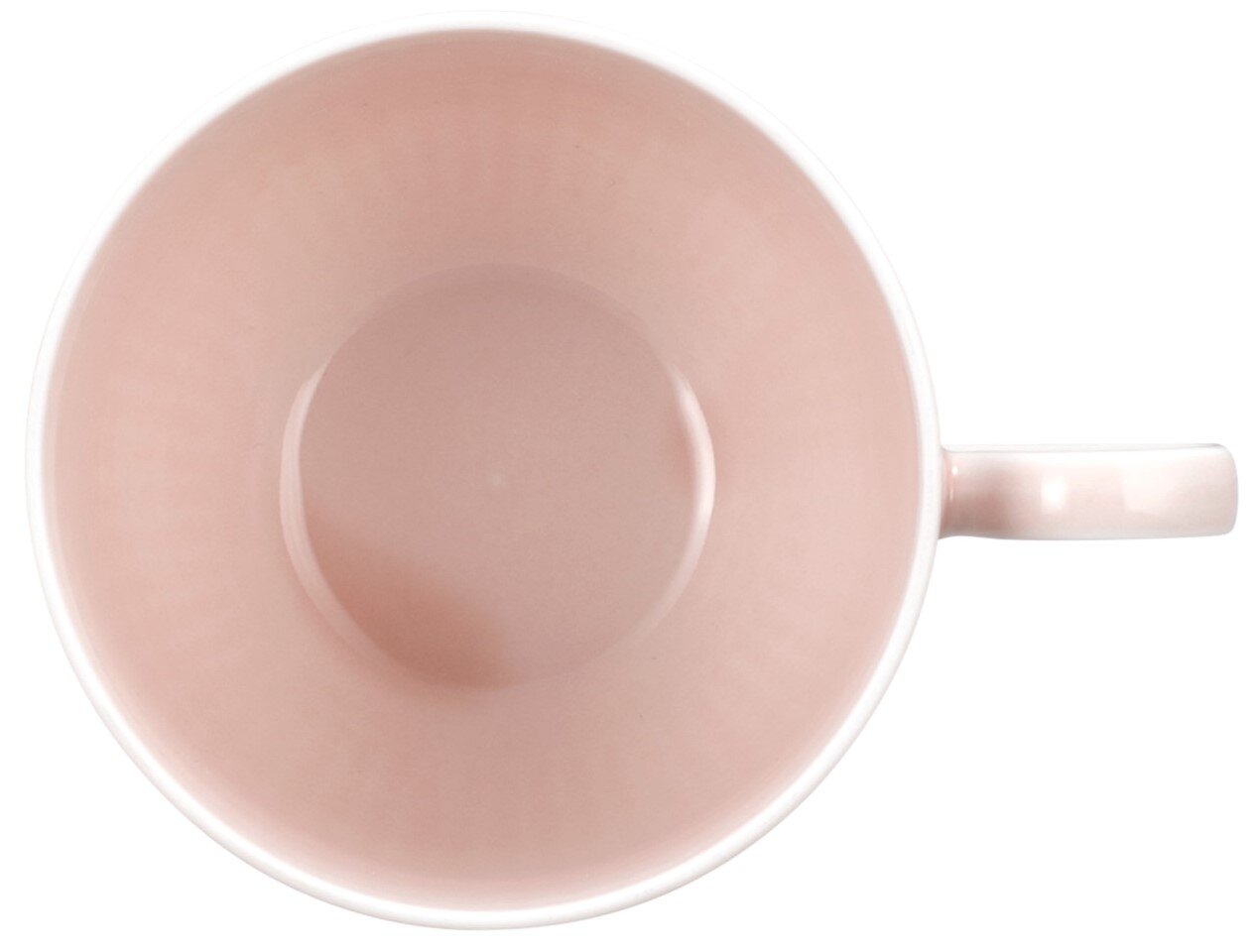 Bovenaanzicht van een roze koffiekopje met oor, inhoud 0,25 l