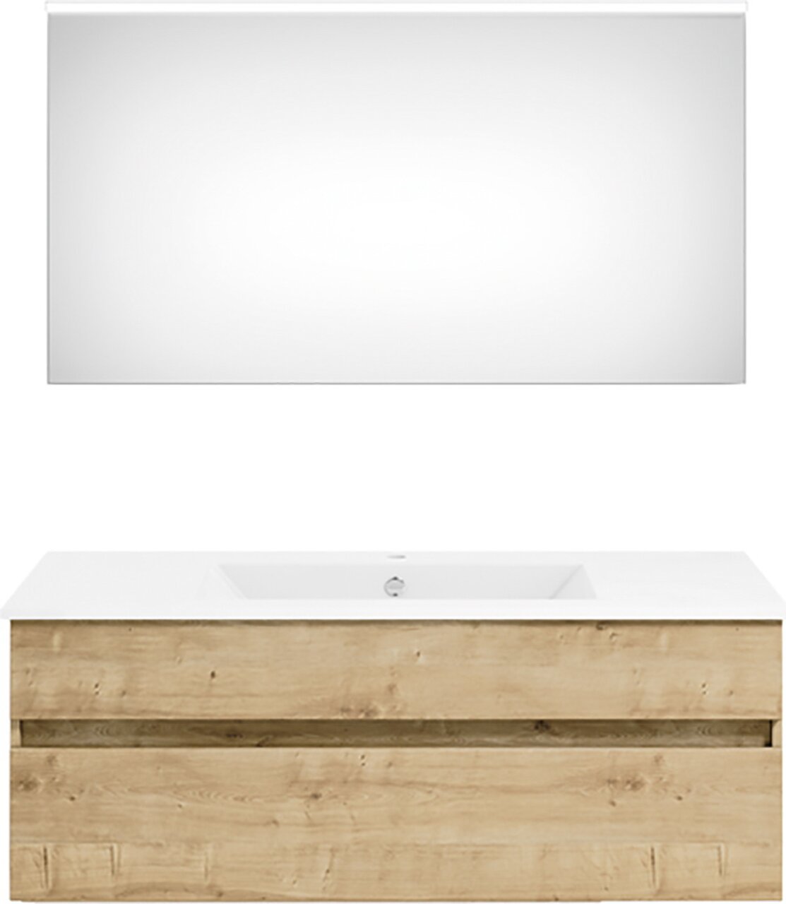 Puris Badkombination GET2YOU 21 Moderne Badkombination mit großem Spiegel und Holzunterschrank, Frontalansicht