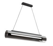 Moderne LED-Hängeleuchte in zylindrischer Form aus Metall, seitliche Perspektive