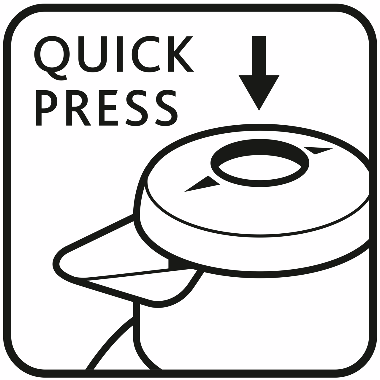 Illustration einer Isolierkanne mit Quick-Press-Verschluss, Draufsicht.