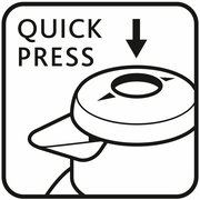 Illustration einer Isolierkanne mit Quick-Press-Verschluss, Draufsicht.
