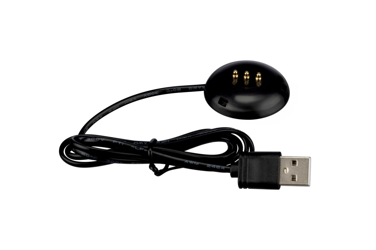 USB-Ladekabel mit rundem Ladeadapter, Ansicht von oben