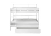 Wit stapelbed met ladder en lade, vooraanzicht