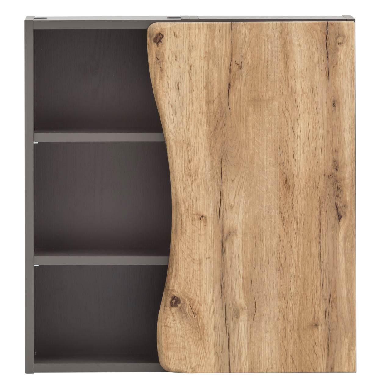 Hängeschrank 60 mit Holzfront, teilweise geöffnet, Frontalansicht