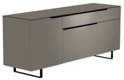 Moderano TV-Lowboard Serie BORMIO in seitlicher Perspektive, modernes Design mit glatter Oberfläche und schwarzen Metallfüßen.