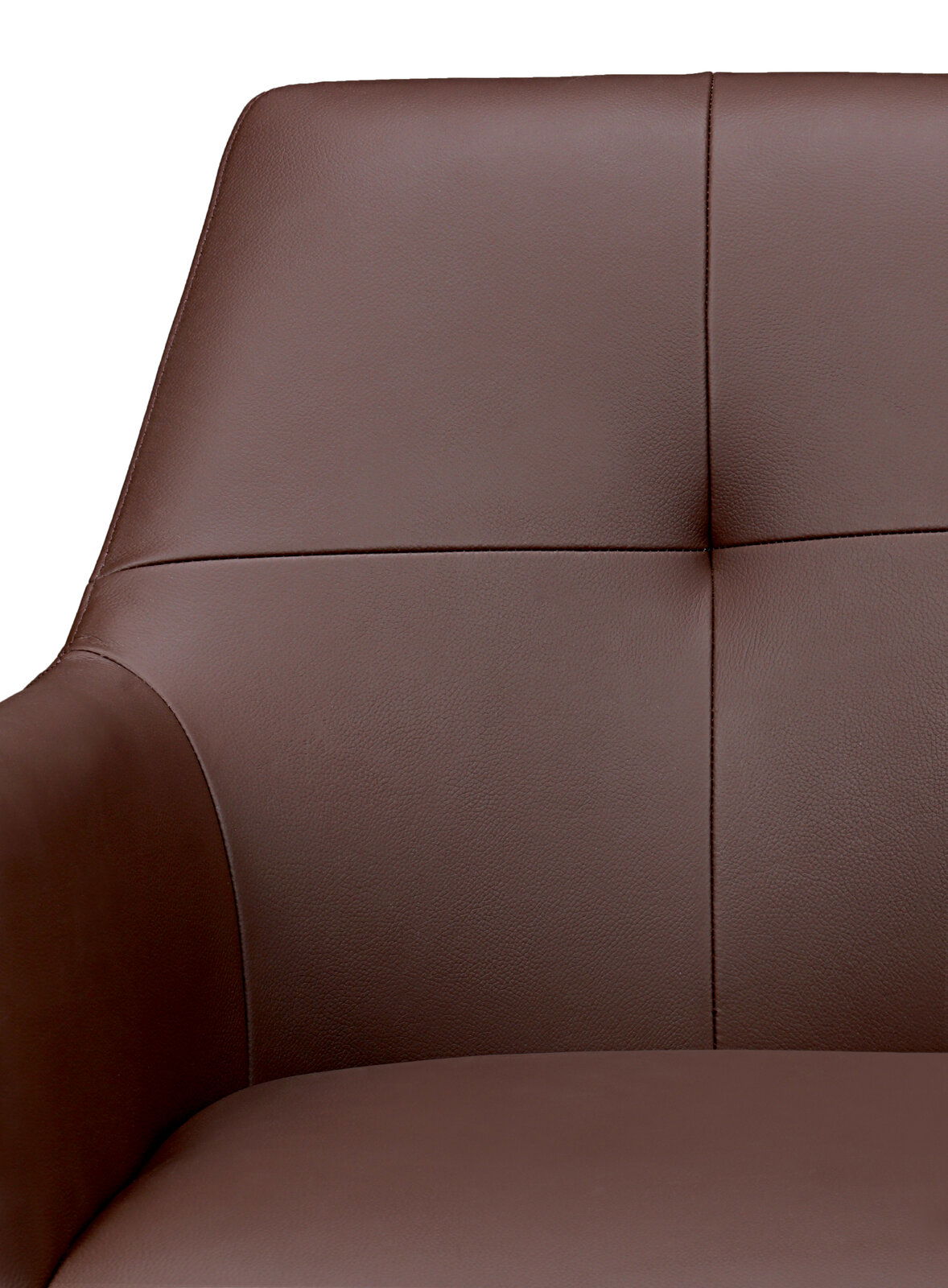 Novel Armlehnstuhl MEDUSA Nahaufnahme eines braunen Armlehnstuhls aus Leder, Vorderansicht