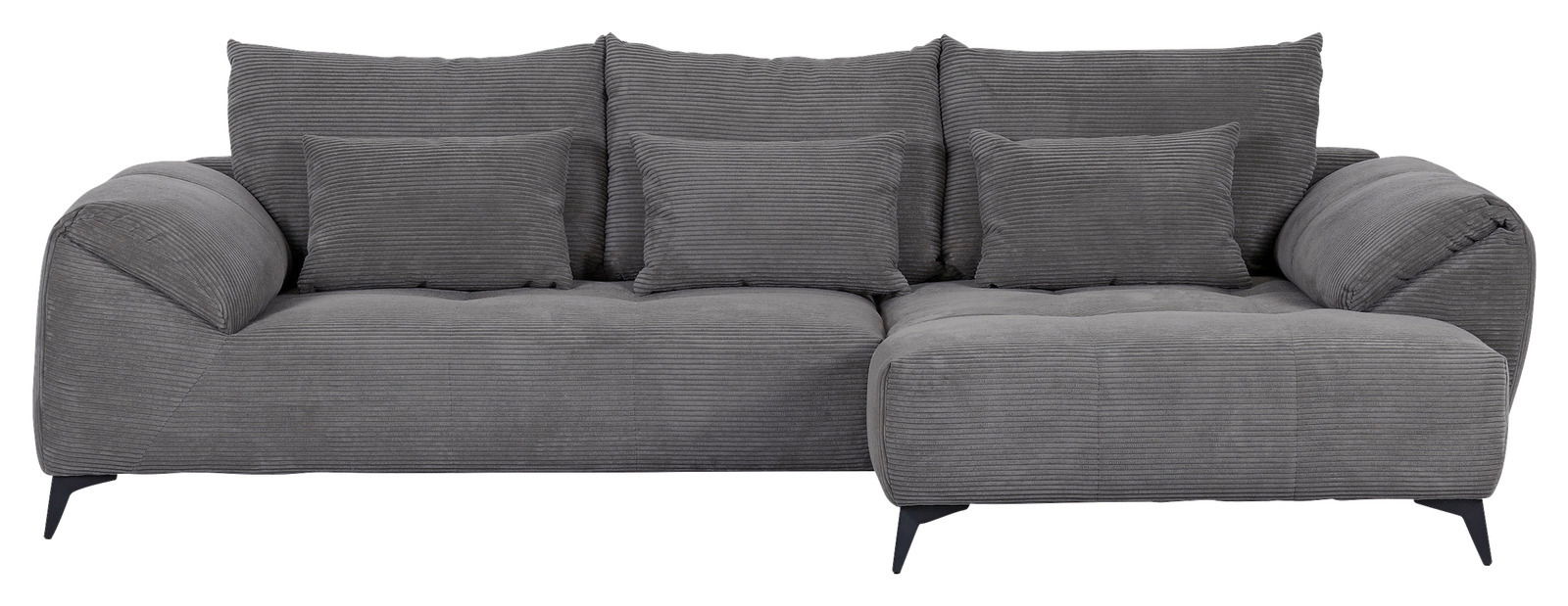 Graues Ecksofa mit Ottomane rechts, Vorderansicht