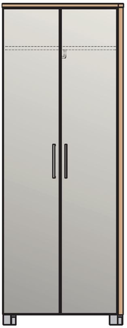 Zweiflügeliger Dielenschrank in Frontalansicht mit schwarzen Griffen und klaren Linien.