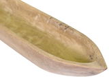 Holzschale in Bootsform, seitliche Perspektive