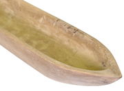 Holzschale in Bootsform, seitliche Perspektive