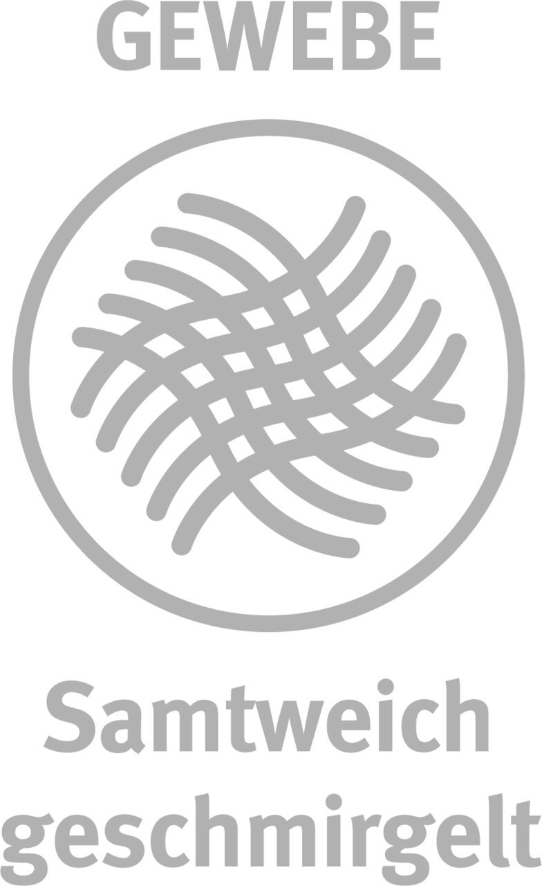 Symbol für samtweich geschmirgeltes Gewebe, Vorderansicht