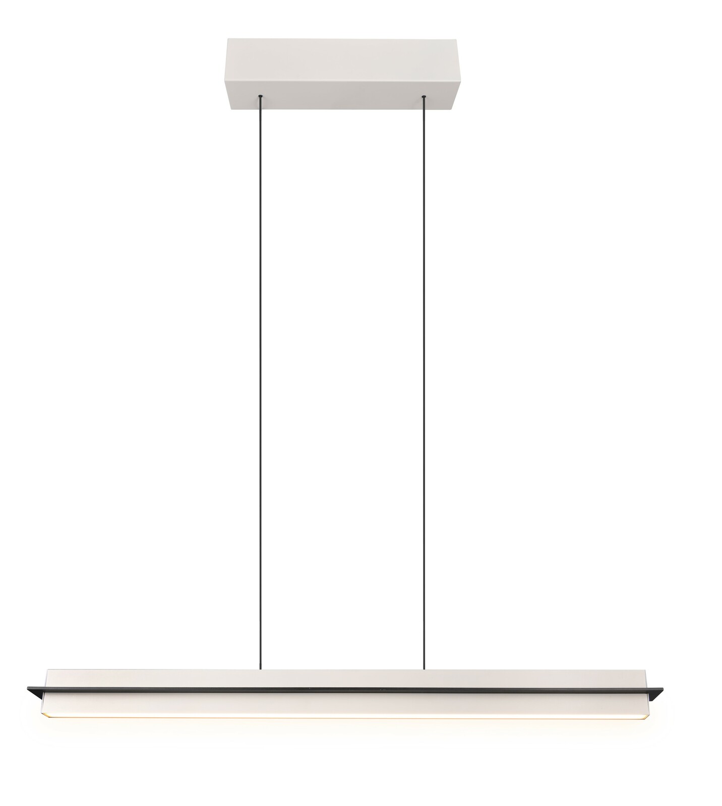 Moderne LED-Hängeleuchte in minimalistischem Design, frontal abgebildet.