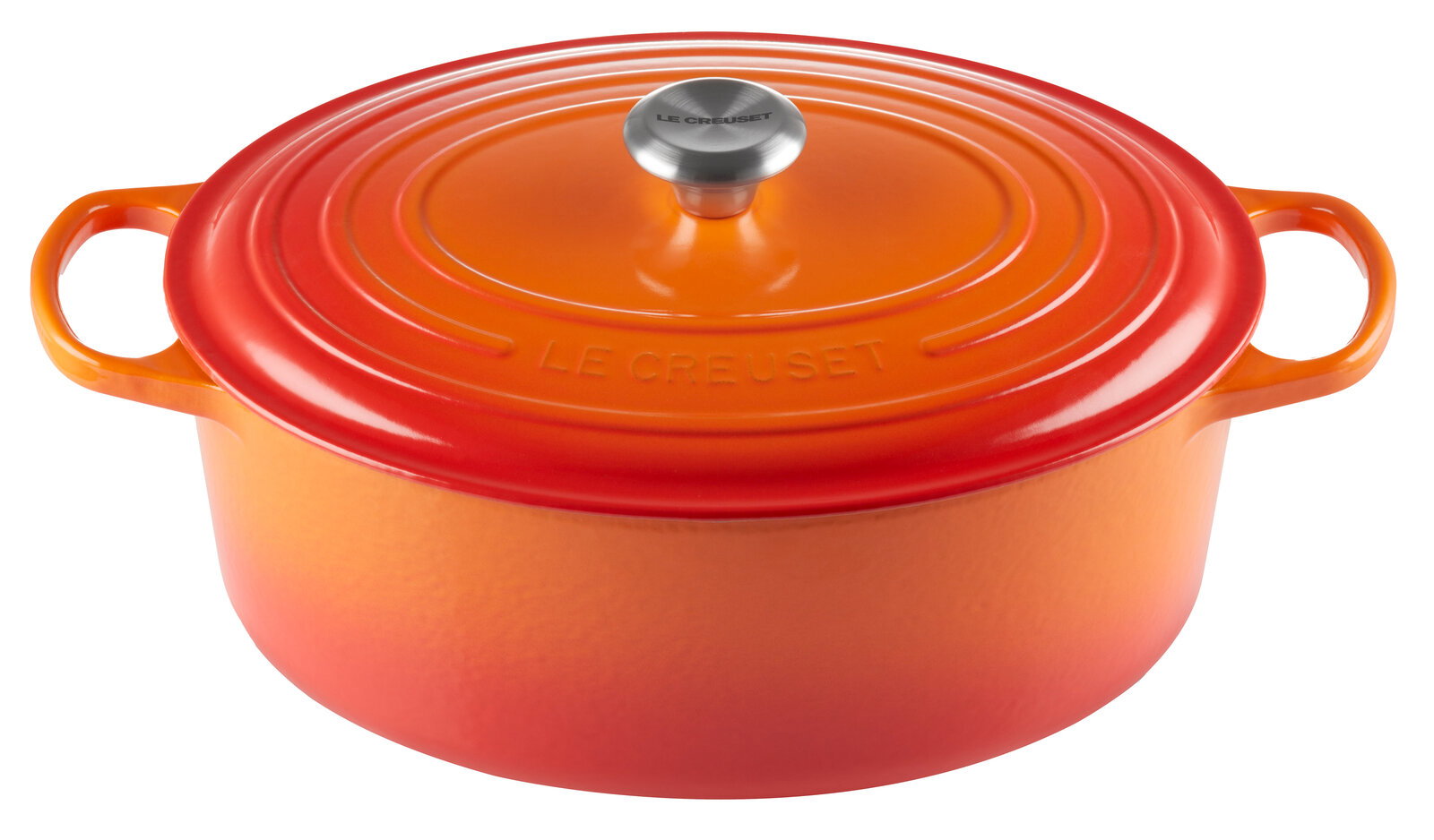 LE CREUSET Bräter SIGNATURE Ovaler Bräter in Ofenrot von Le Creuset, Draufsicht