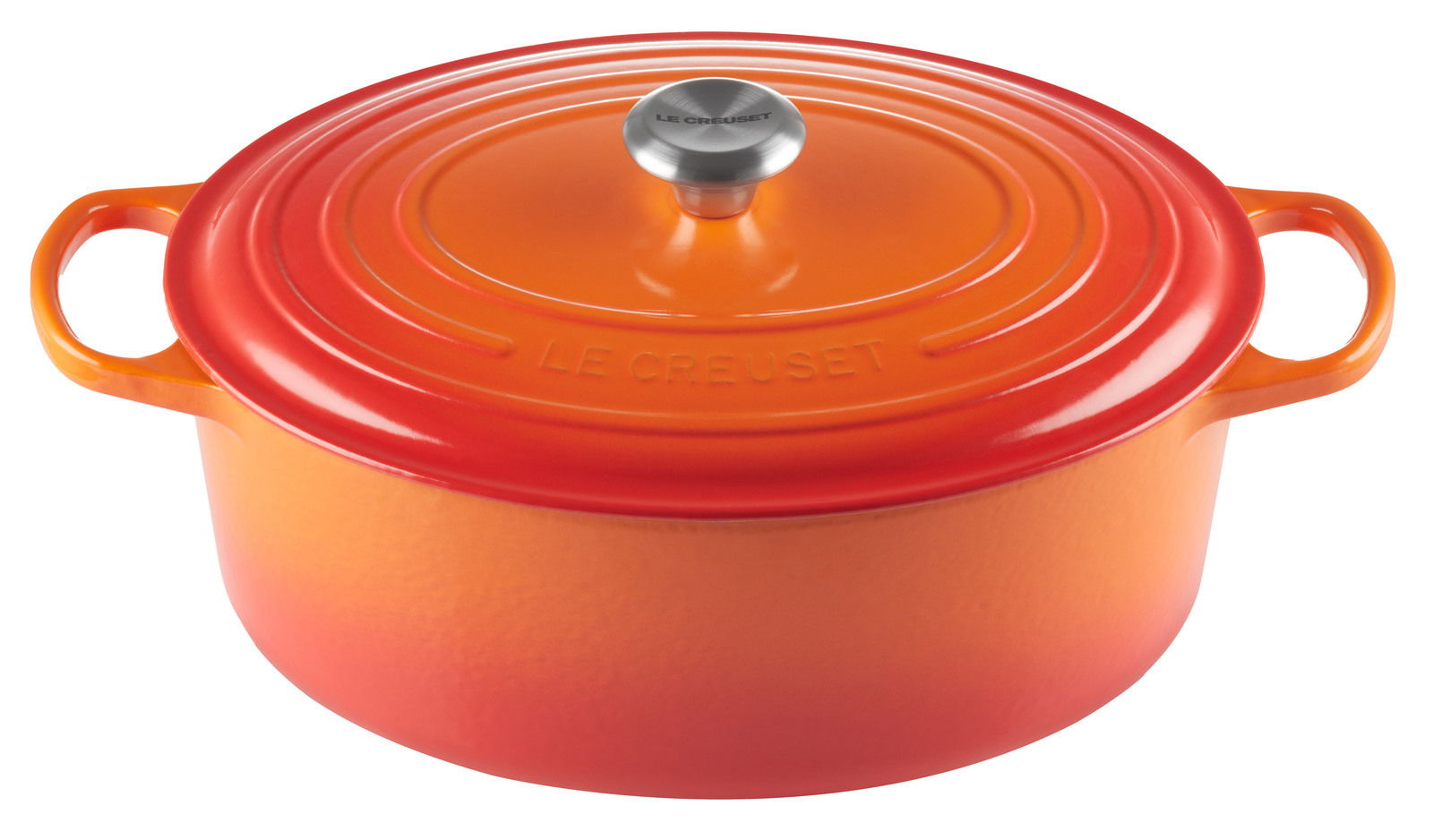 Ovaler Bräter in Ofenrot von Le Creuset, Draufsicht
