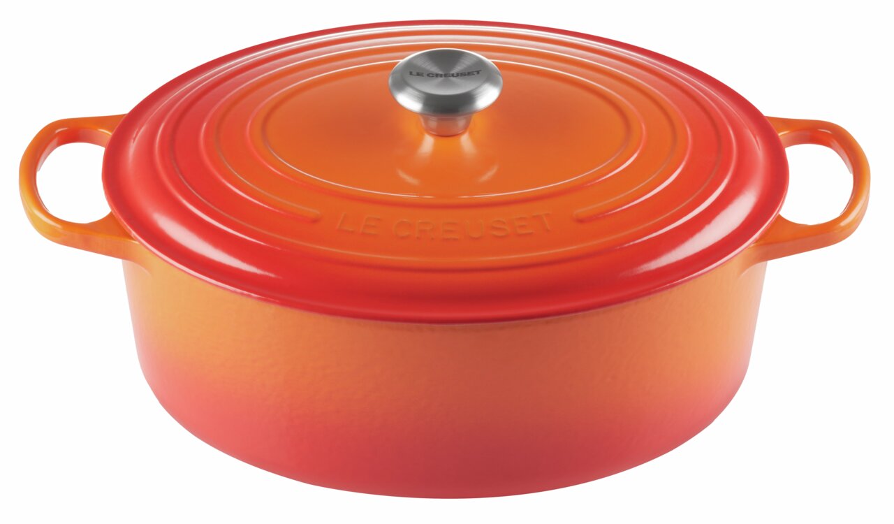 Ovaler Bräter in Ofenrot von Le Creuset, Draufsicht
