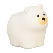 Niedliches Akku-Nachtlicht in Form eines weißen Eisbären, seitliche Perspektive