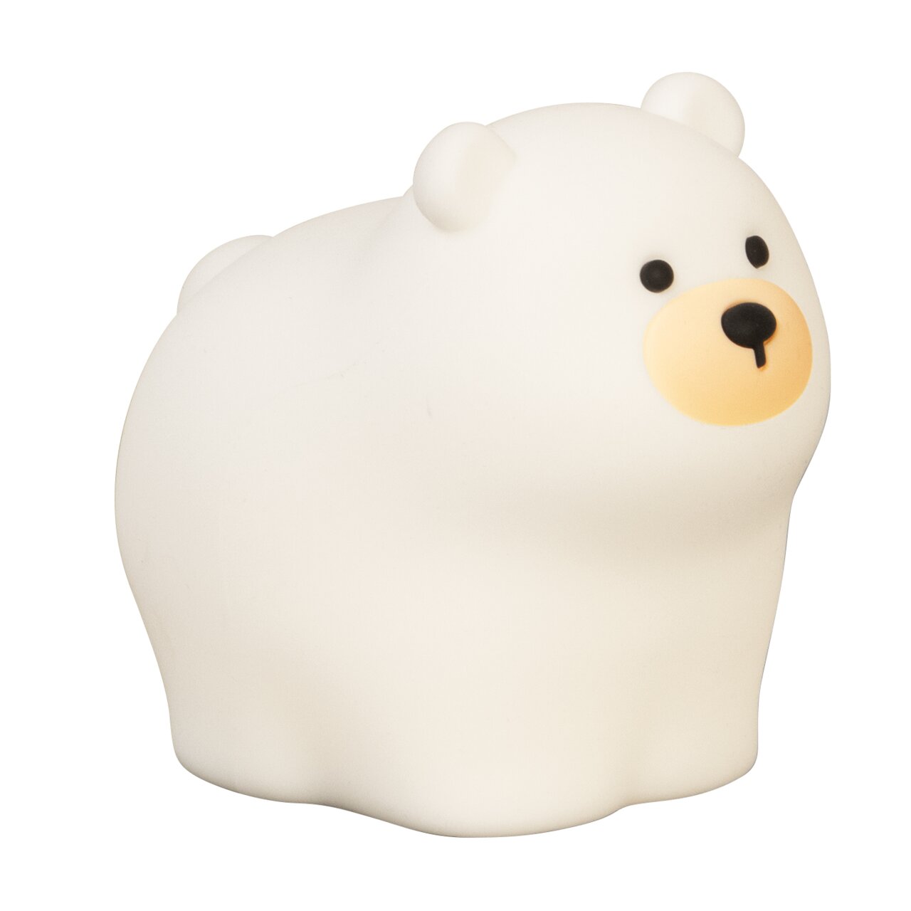Niedliches Akku-Nachtlicht in Form eines weißen Eisbären, seitliche Perspektive