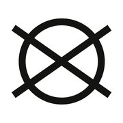 Symbol für nicht chemisch reinigen, schwarze Linien auf weißem Hintergrund, Frontalansicht