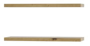 Zwei schwebende Holzböden in natürlicher Holzoptik, frontal betrachtet.