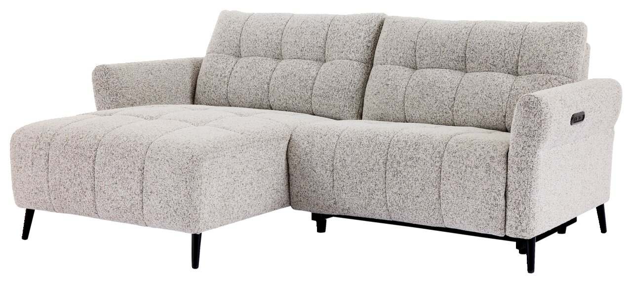 Z2 Ecksofa DULA Ecksofa DULA in hellgrauem Stoff mit moderner Steppung, linke Perspektive