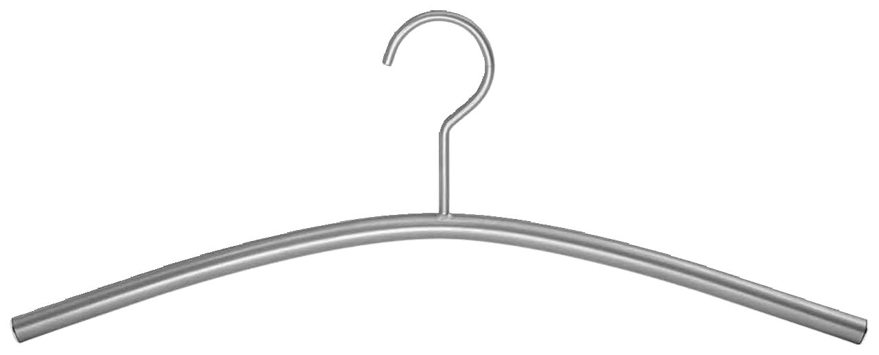 Metall-Kleiderbügel in Frontalansicht mit gebogenem Design und Haken.