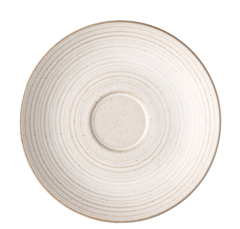 Cappuccino-Untertasse in Sandfarbe, Draufsicht