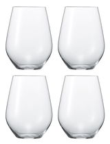 Vier transparente Gin Tonic Gläser, frontal fotografiert, ideal für stilvolle Getränkesets.