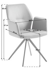 Moderner Sessel in Seitenansicht mit gepolstertem Sitz und Rückenlehne, Armlehnen und vier schrägen Metallbeinen.