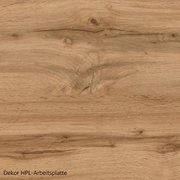 HPL-werkblad met houtdecor in natuurlijke houtlook, bovenaanzicht