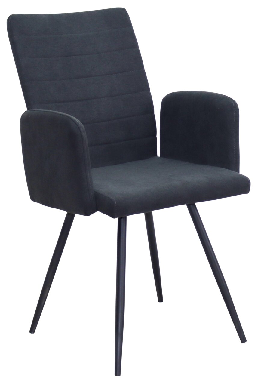 Z2 Armlehnstuhl PARIS Moderner Armlehnstuhl in dunklem Stoffbezug, seitliche Perspektive