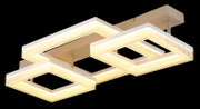 Moderne led-plafondlamp met drie rechthoekige, verlichte frames, zijaanzicht