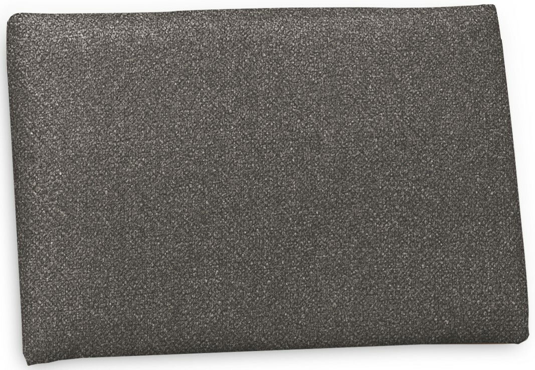 Graues Einhängekissen in Nahaufnahme, rechteckige Form, Textur gut sichtbar