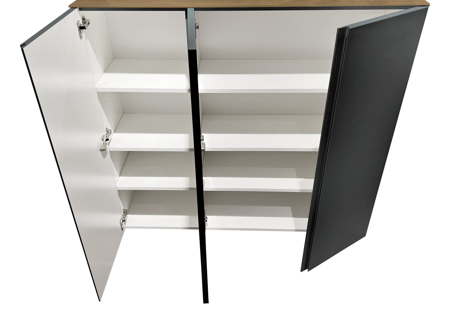 Moderano Garderoben-Set LECCO Offener Garderobenschrank mit mehreren Regalböden, Ansicht von oben.