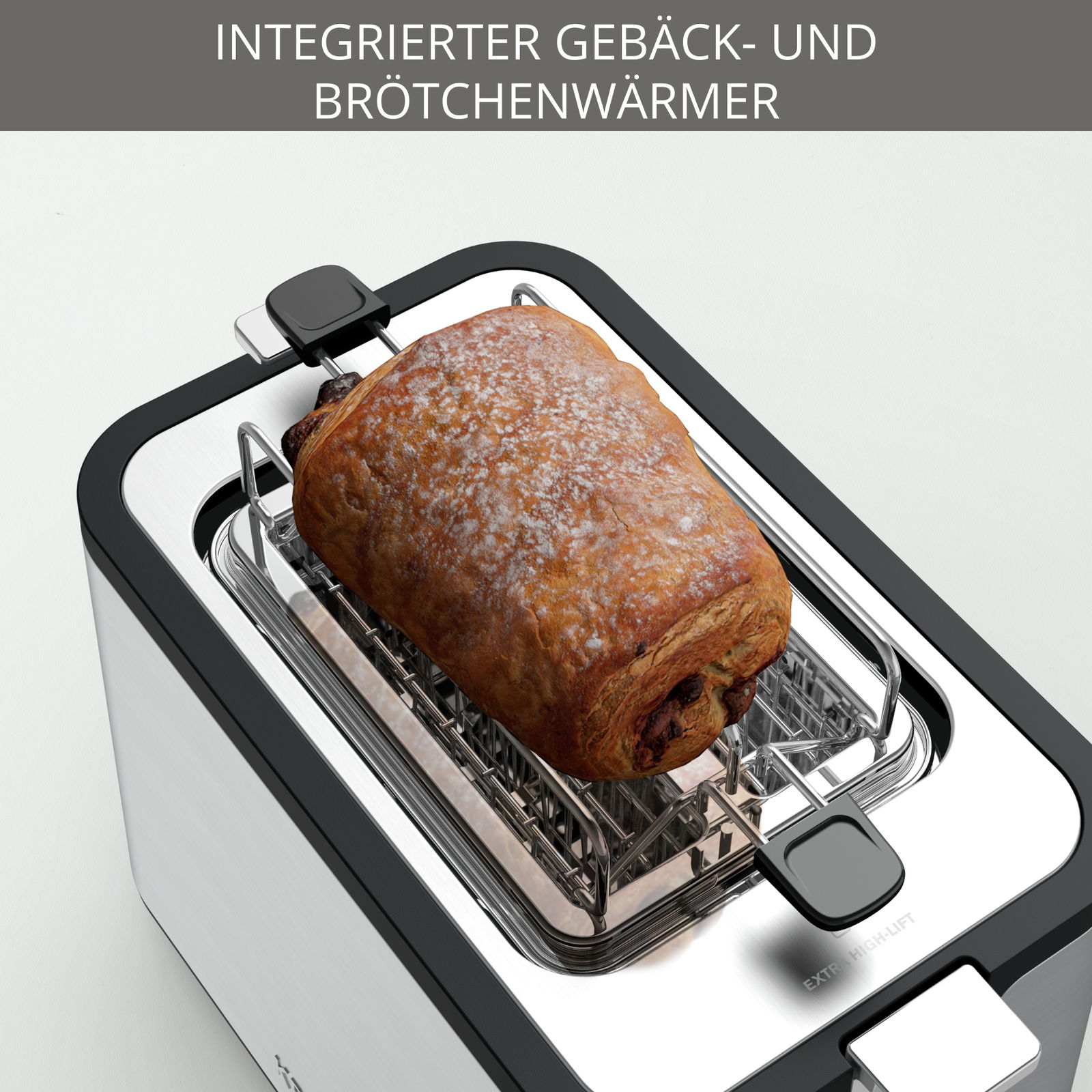 Toaster mit integriertem Gebäck- und Brötchenwärmer, Draufsicht