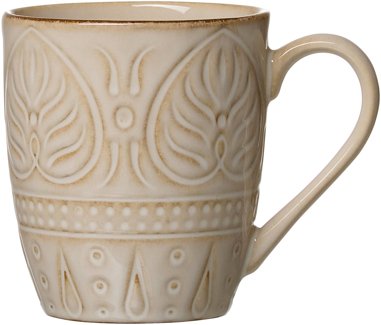 Ritzenhoff & Breker Becher OMARA Becher Omara 400ml beige mit dekorativem Muster, seitliche Perspektive