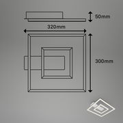 LED-Deckenleuchte NICI von Briloner in Aluminium, quadratisches Design, Maße 320x300x50mm, seitliche Perspektive