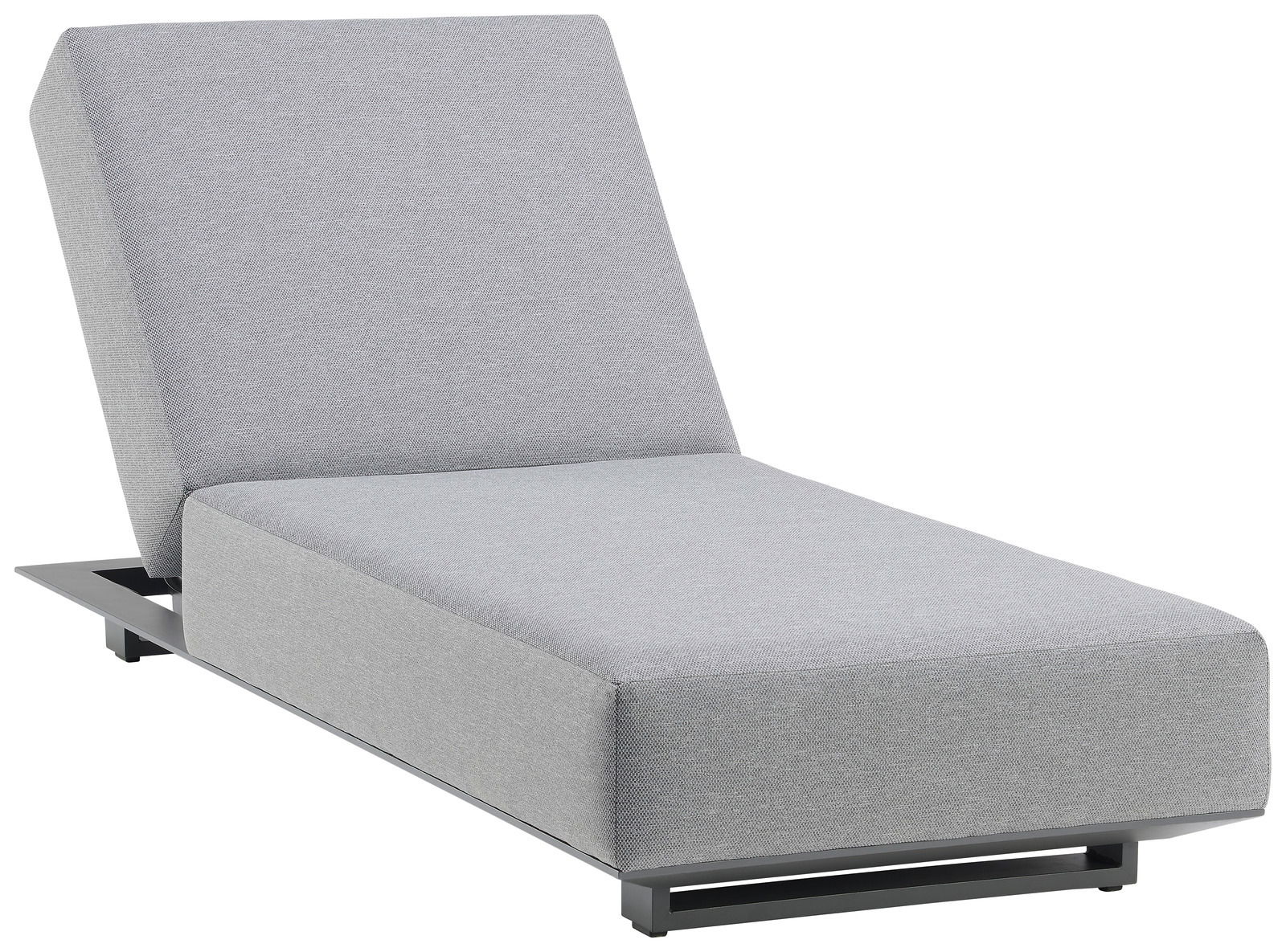 Amatio Gartenliege ENGADIN Graue Gartenliege mit verstellbarer Rückenlehne, seitliche Perspektive
