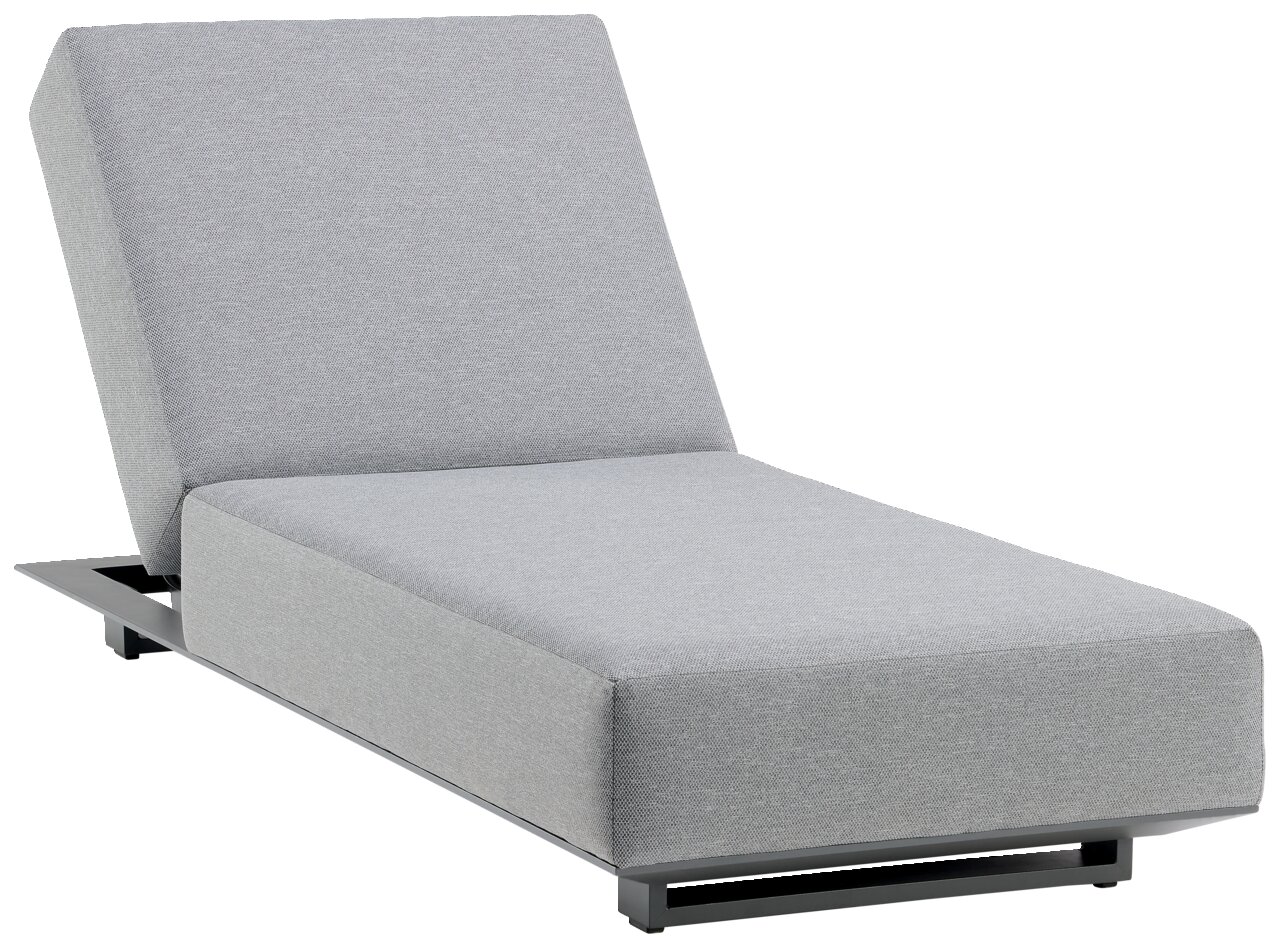 Amatio Gartenliege ENGADIN Graue Gartenliege mit verstellbarer Rückenlehne, seitliche Perspektive