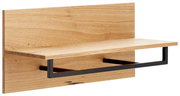 Garderobenpaneel aus Holz mit schwarzem Metallrahmen, seitliche Perspektive