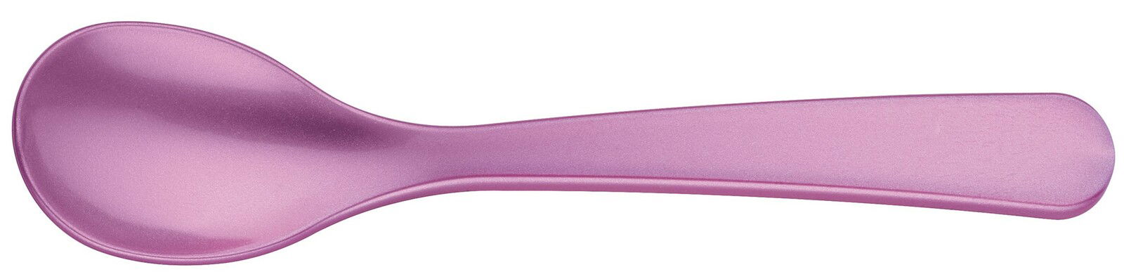 Rosa Eierlöffel aus Kunststoff, seitliche Ansicht