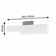 Seitenansicht eines weißen SingleAdapters Zigbee mit den Maßen 166 x 20 x 50 mm.