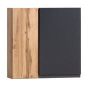 Hängeschrank 65 cm mit Holz- und dunkler Front, Frontalansicht