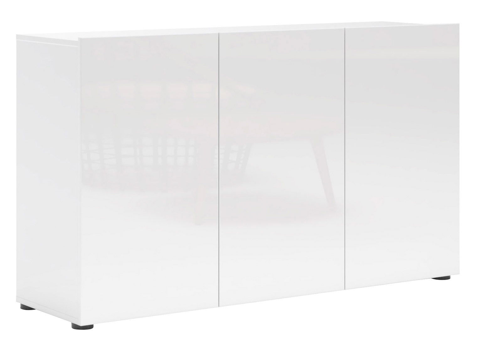 XORA Kommode MISTER LORD Weiße, moderne Kommode mit drei Türen, frontal betrachtet.