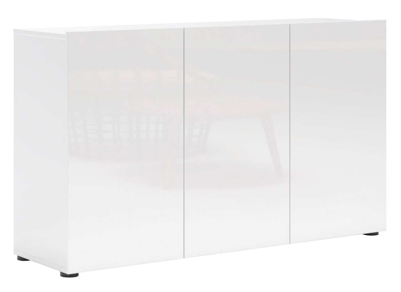 XORA Kommode MISTER LORD Weiße, moderne Kommode mit drei Türen, frontal betrachtet.